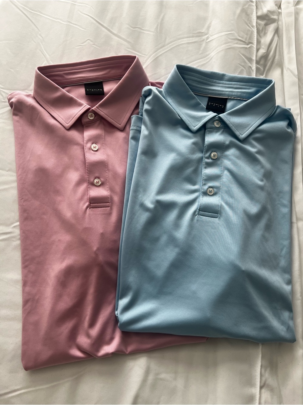 Men’s Dunning Golf Players Jersey Polos (2) in Pink and Light Blue